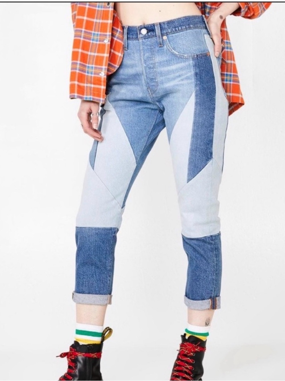 Levi's Twice as Nice Two-Tone Patchwork Blue Jeans